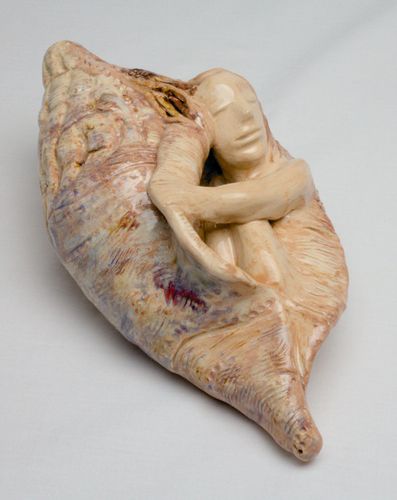 Keramikmuschel mit Figur, kreatives Handwerk Lanzarote