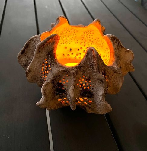 Vulkan-Lichtobjekt aus Keramik, Töpfern Lanzarote