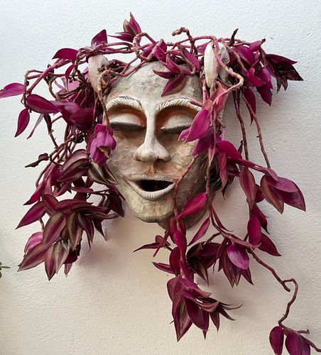 Keramik-Wandmaske mit Pflanzen, Handwerk Lanzarote