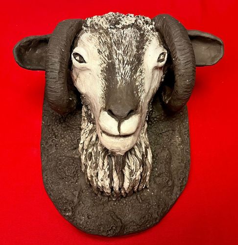 Keramik-Ziegenkopf als Wandkunst, Lanzarote Handwerk
